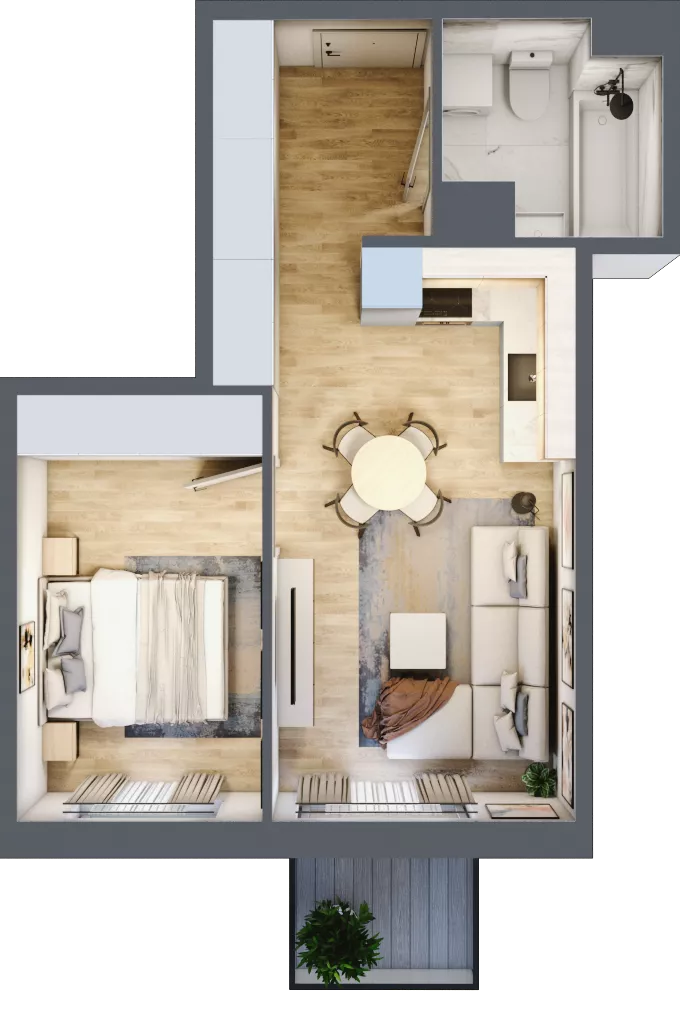 2 pokoje, mieszkanie 37,78 m², piętro 3, oferta nr B3.A302, Osiedle ArtPark, Łódź, Polesie, ul. Wołowa 4a