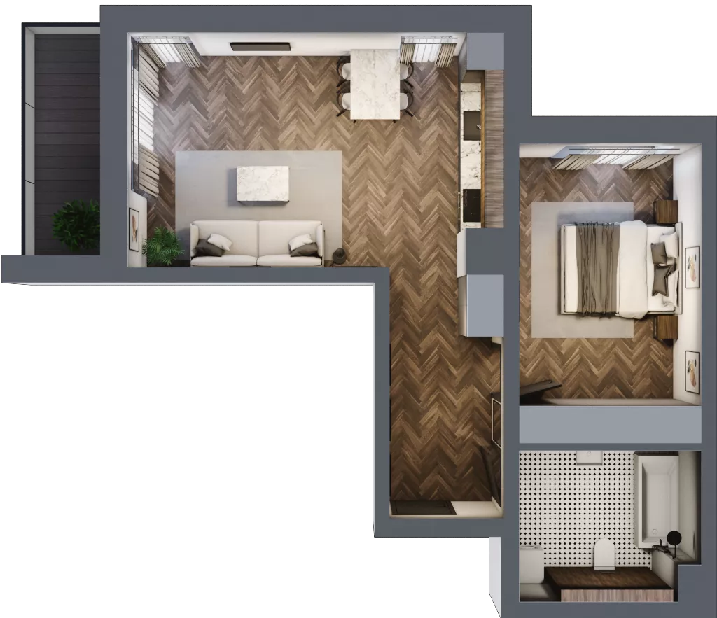 2 pokoje, mieszkanie 50,96 m², piętro 3, oferta nr B58, Novy Mateczny, Kraków, Podgórze, ul. Łagiewnicka 33a