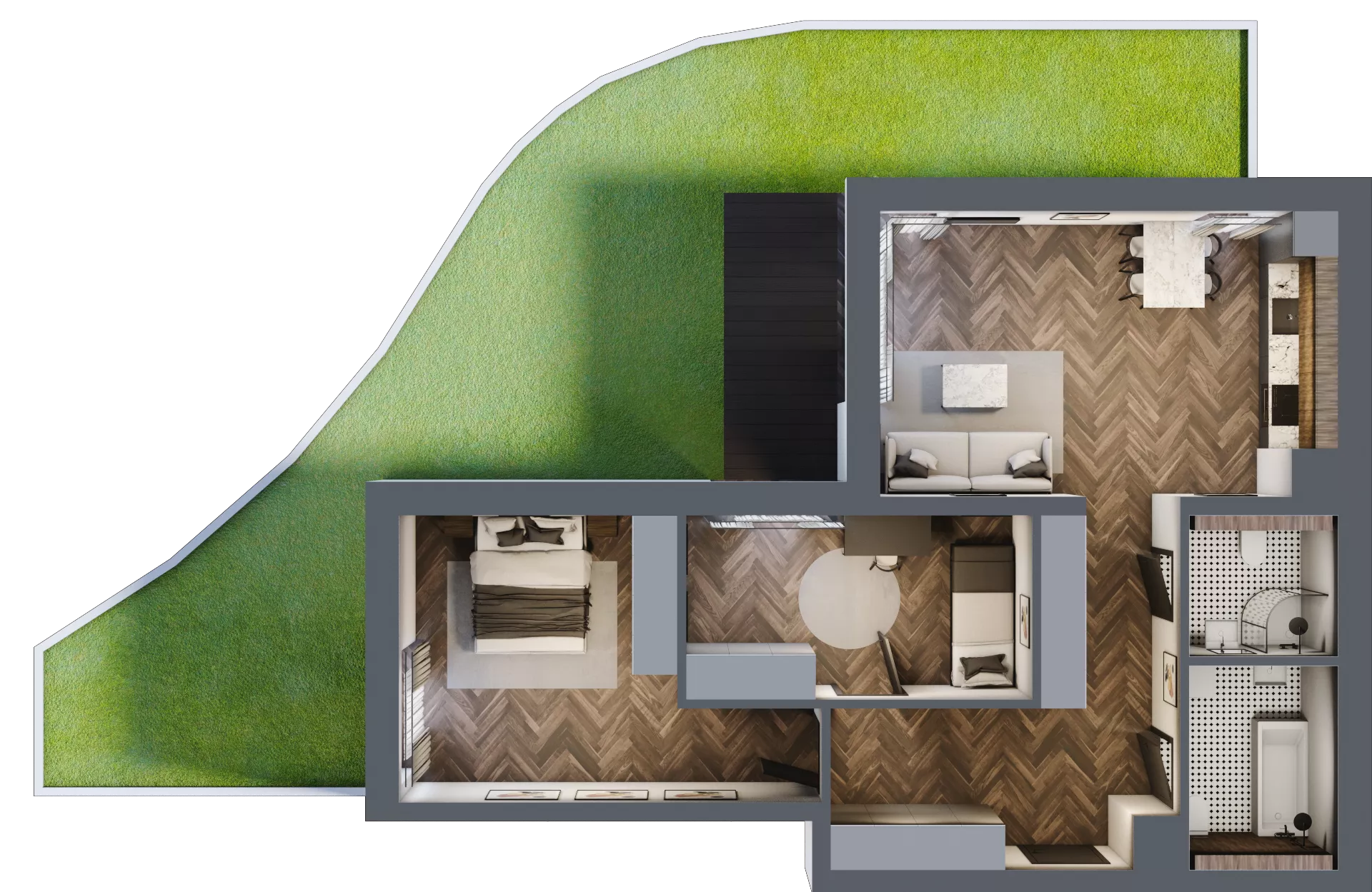 3 pokoje, mieszkanie 73,83 m², parter, oferta nr B13, Novy Mateczny, Kraków, Podgórze, ul. Łagiewnicka 33a