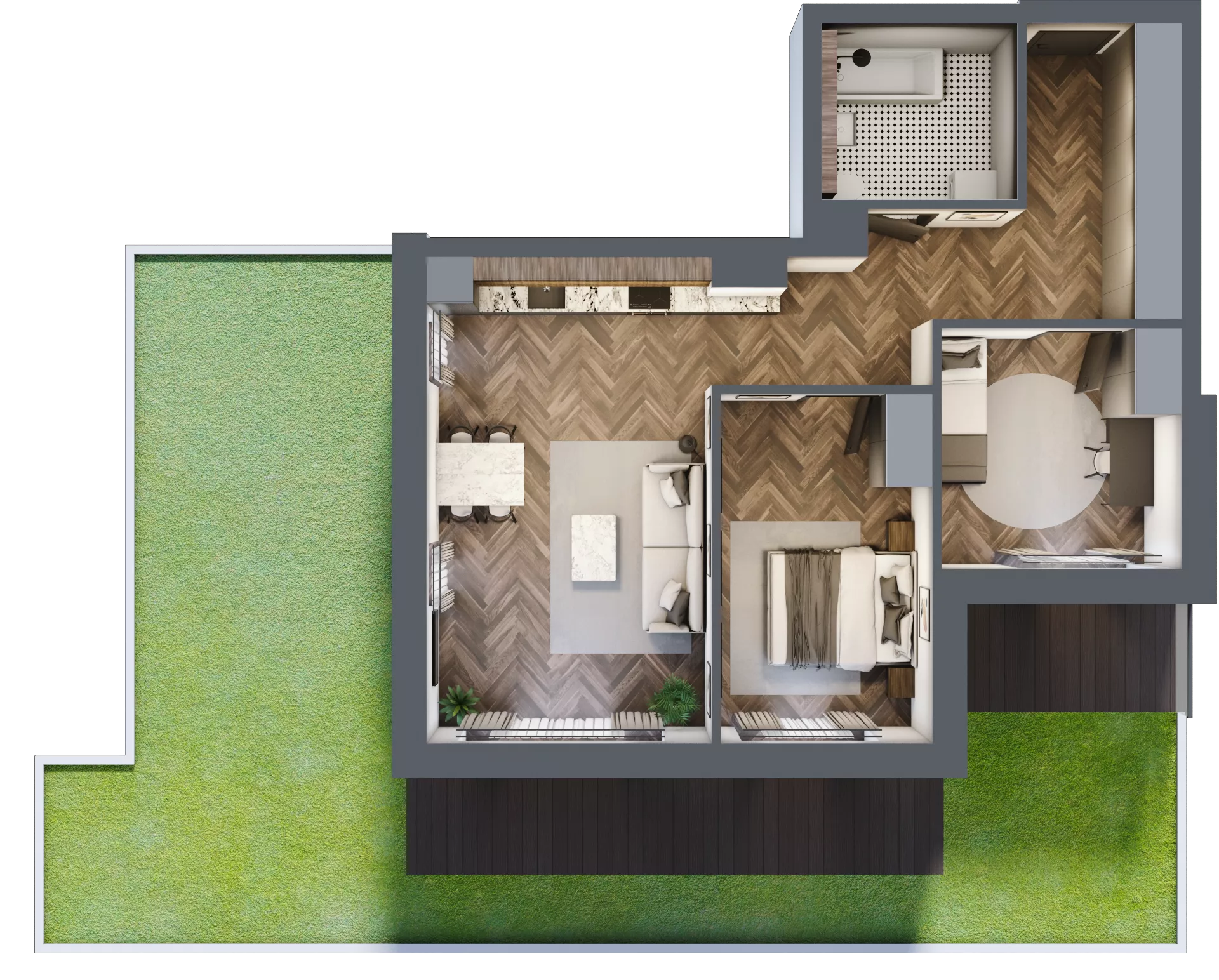 3 pokoje, mieszkanie 64,87 m², parter, oferta nr B04, Novy Mateczny, Kraków, Podgórze, ul. Łagiewnicka 33a