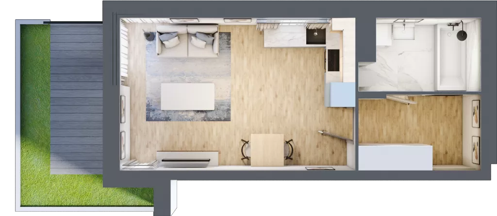 1 pokój, mieszkanie 31,06 m², parter, oferta nr B1.1, Nova Daliova, Lublin, Ponikwoda, ul. Daliowa