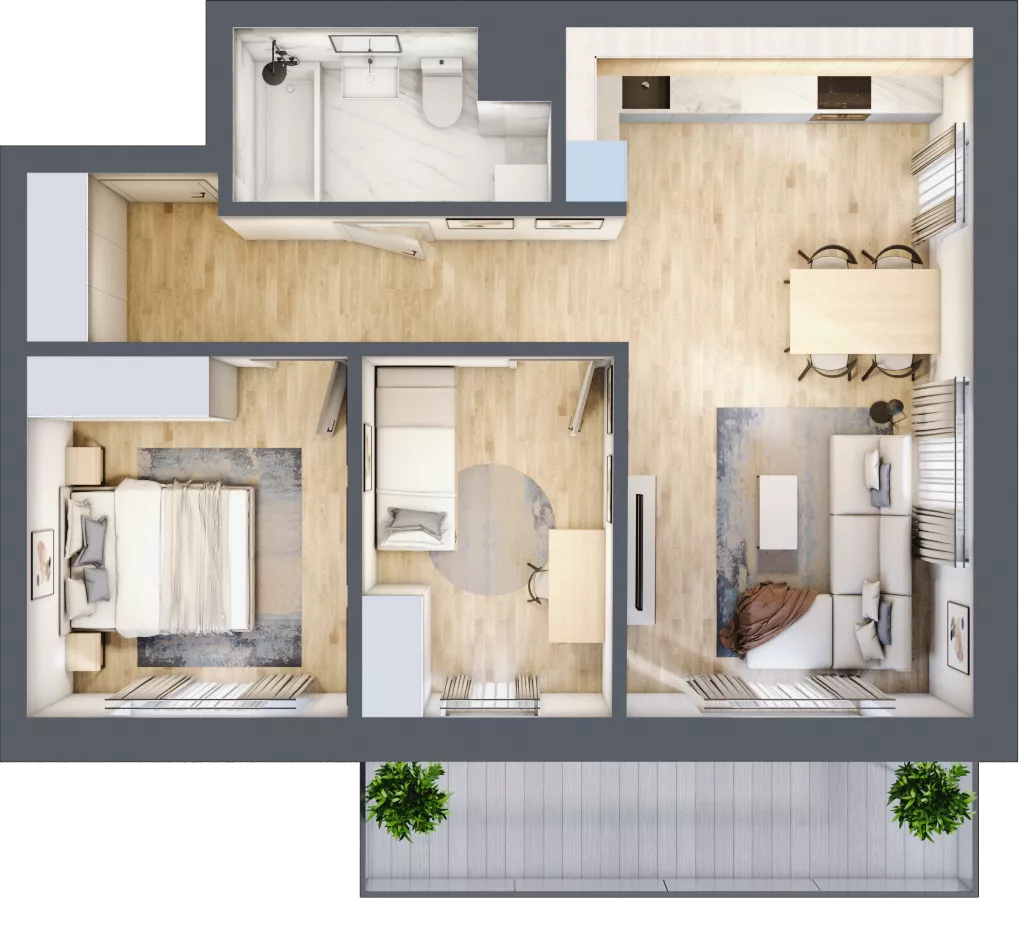 3 pokoje, mieszkanie 58,67 m², piętro 1, oferta nr B1.1.13, Zakamarki, Marki, Aleja Marszałka Józefa Piłsudskiego 102