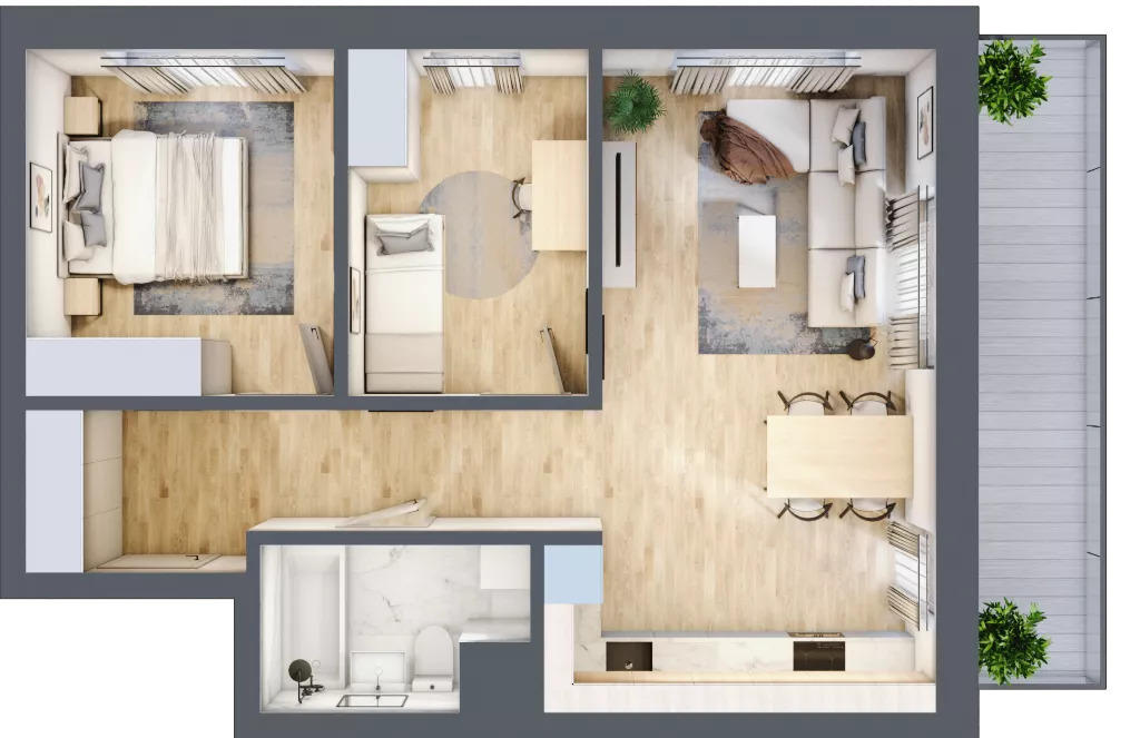 3 pokoje, mieszkanie 58,37 m², piętro 3, oferta nr B1.3.07, Zakamarki, Marki, Aleja Marszałka Józefa Piłsudskiego 102