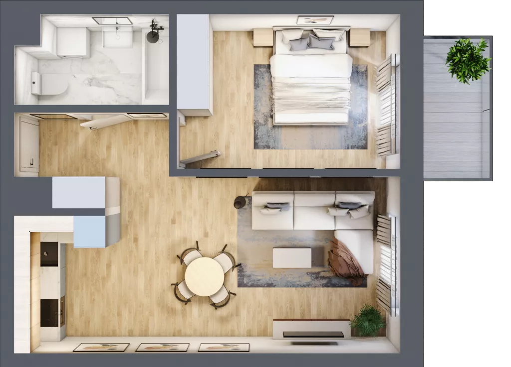 2 pokoje, mieszkanie 46,05 m², piętro 4, oferta nr B1.4.09, Zakamarki, Marki, Aleja Marszałka Józefa Piłsudskiego 102