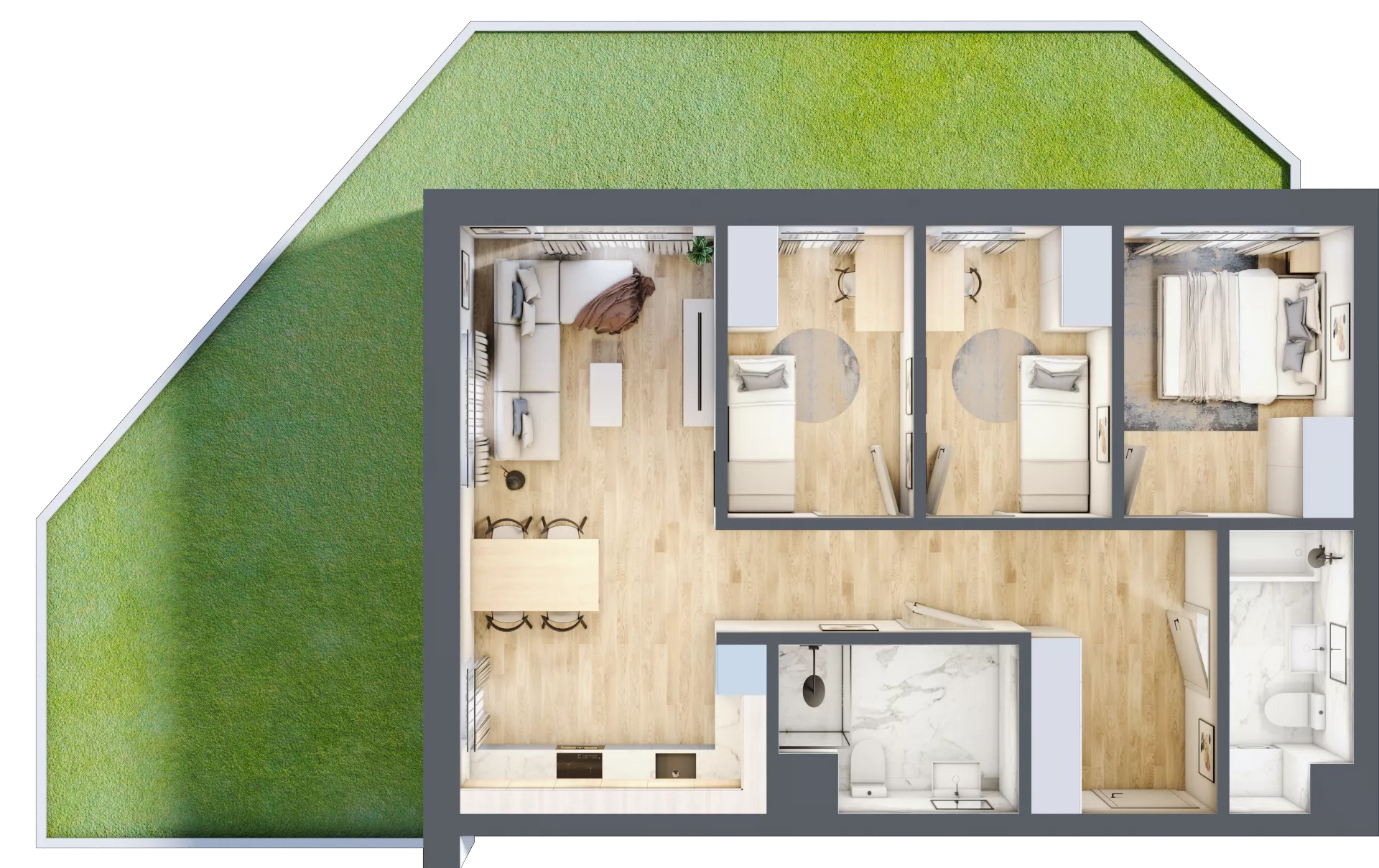 4 pokoje, mieszkanie 71,12 m², parter, oferta nr B2.0.01, Zakamarki, Marki, Aleja Marszałka Józefa Piłsudskiego 102