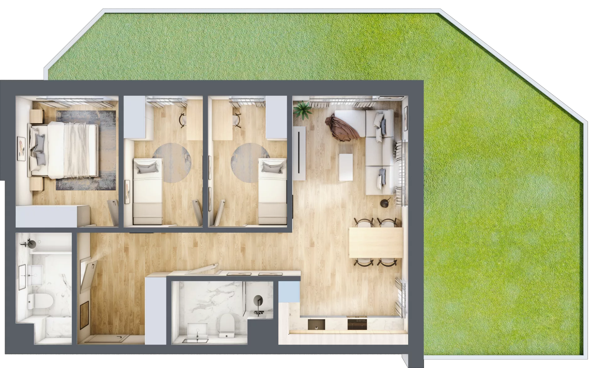 4 pokoje, mieszkanie 73,90 m², parter, oferta nr B2.0.02, Zakamarki, Marki, Aleja Marszałka Józefa Piłsudskiego 102