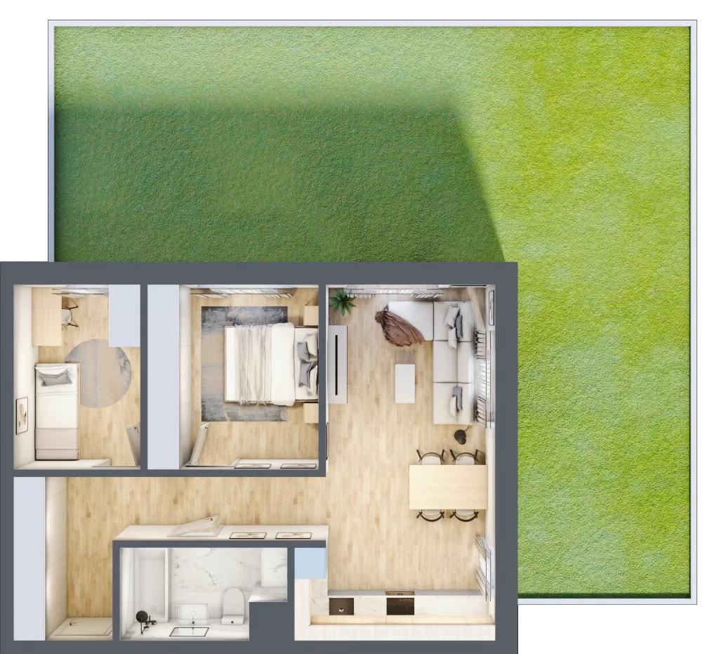 3 pokoje, mieszkanie 61,25 m², parter, oferta nr B2.0.03, Zakamarki, Marki, Aleja Marszałka Józefa Piłsudskiego 102