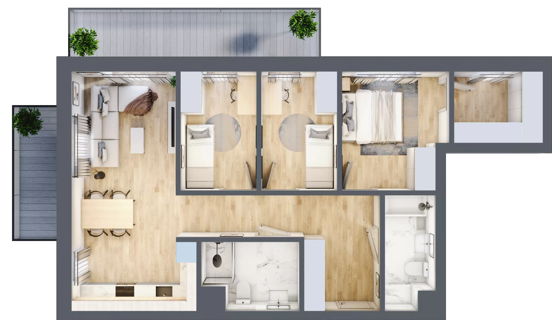 4 pokoje, mieszkanie 77,54 m², piętro 1, oferta nr B2.1.01, Zakamarki, Marki, Aleja Marszałka Józefa Piłsudskiego 102