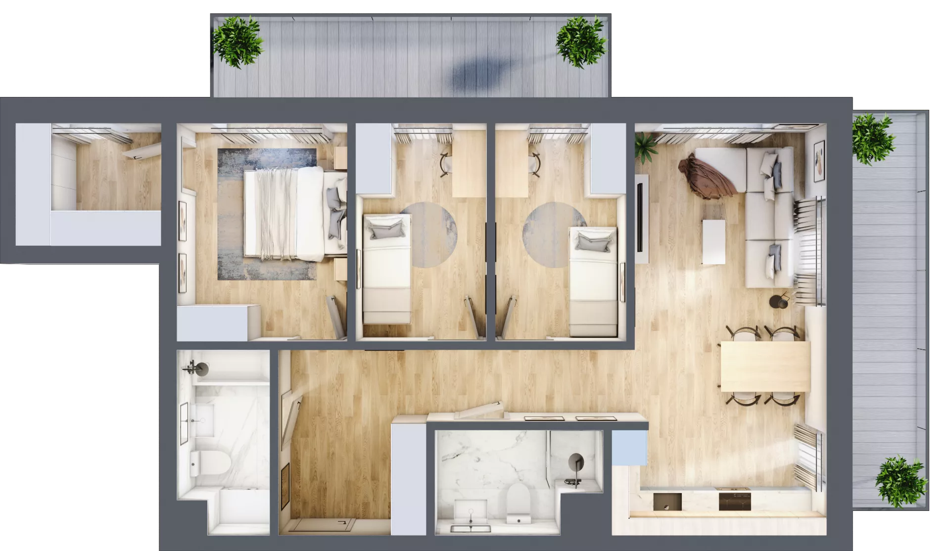 4 pokoje, mieszkanie 79,15 m², piętro 1, oferta nr B2.1.02, Zakamarki, Marki, Aleja Marszałka Józefa Piłsudskiego 102