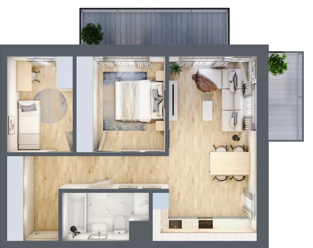 3 pokoje, mieszkanie 61,26 m², piętro 1, oferta nr B2.1.03, Zakamarki, Marki, Aleja Marszałka Józefa Piłsudskiego 102