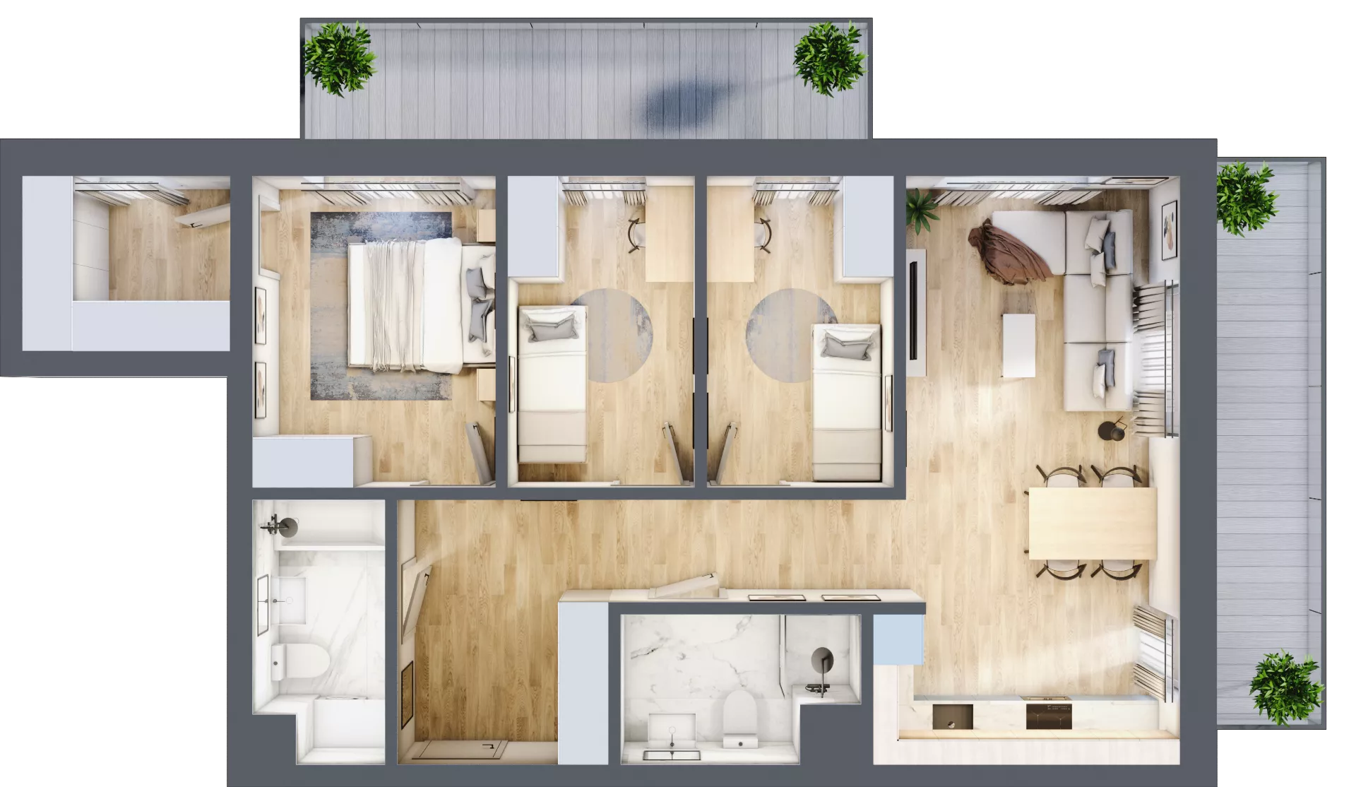 4 pokoje, mieszkanie 79,43 m², piętro 3, oferta nr B2.3.02, Zakamarki, Marki, Aleja Marszałka Józefa Piłsudskiego 102