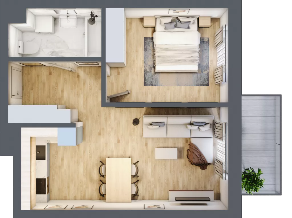 2 pokoje, mieszkanie 46,50 m², piętro 3, oferta nr B2.3.05, Zakamarki, Marki, Aleja Marszałka Józefa Piłsudskiego 102