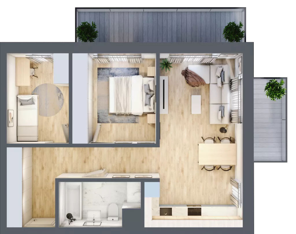 3 pokoje, mieszkanie 61,71 m², piętro 4, oferta nr B2.4.03, Zakamarki, Marki, Aleja Marszałka Józefa Piłsudskiego 102