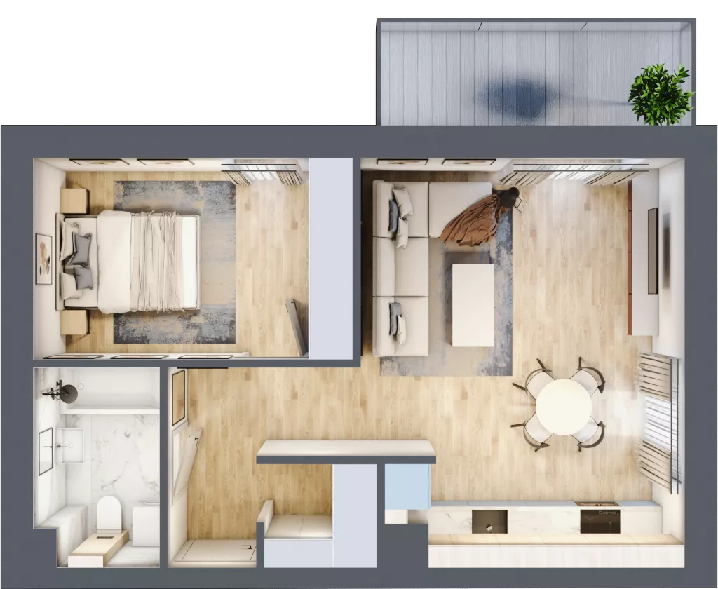 2 pokoje, apartament 44,79 m², piętro 1, oferta nr M07, Villa Terra, Polanica-Zdrój, ul. Mickiewicza 2C