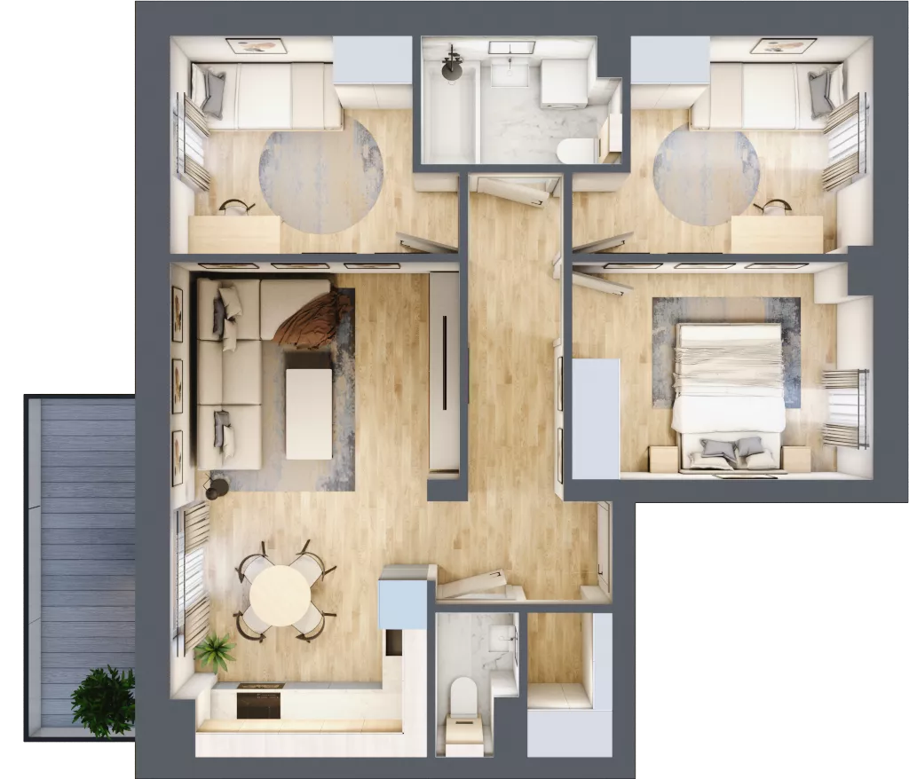 4 pokoje, apartament 61,50 m², piętro 1, oferta nr M13, Villa Terra, Polanica-Zdrój, ul. Mickiewicza 2C