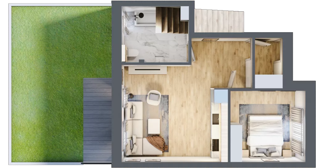 2 pokoje, mieszkanie 44,02 m², parter, oferta nr M5, Osiedle Zacisze Nagawczyna, Nagawczyna, Nagawczyna
