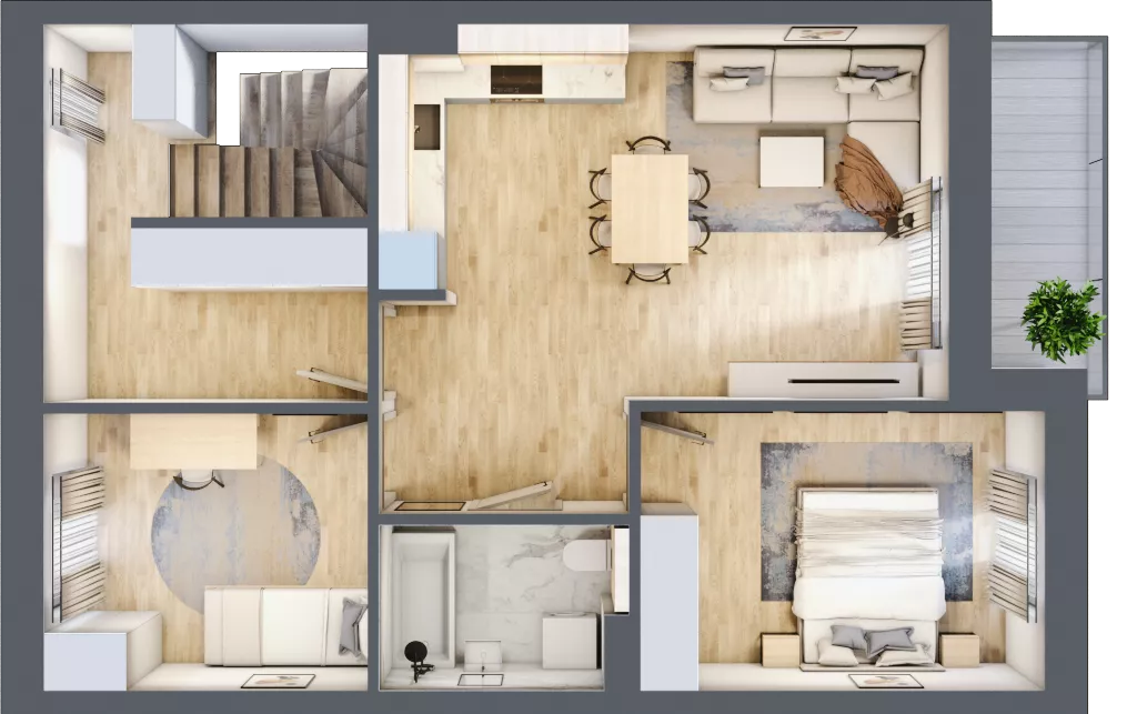 3 pokoje, mieszkanie 57,09 m², piętro 1, oferta nr M13, Osiedle Zacisze Nagawczyna, Nagawczyna, Nagawczyna