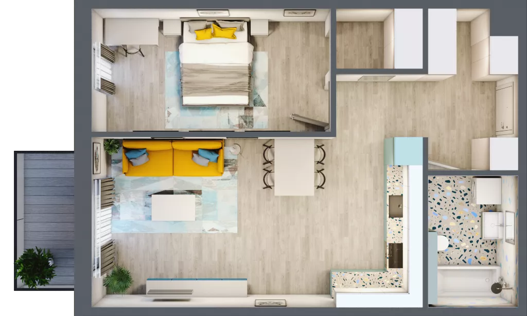 2 pokoje, mieszkanie 55,23 m², piętro 4, oferta nr 4.B41, Panorama 3 Stawy, Katowice, Osiedle Paderewskiego-Muchowiec, Dolina Trzech Stawów, ul. Pułaskiego 23