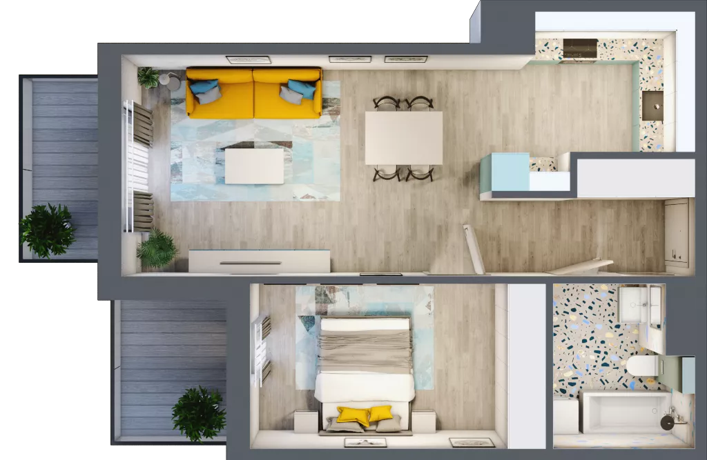 2 pokoje, mieszkanie 50,76 m², piętro 5, oferta nr 5.A28, Panorama 3 Stawy, Katowice, Osiedle Paderewskiego-Muchowiec, Dolina Trzech Stawów, ul. Pułaskiego 23