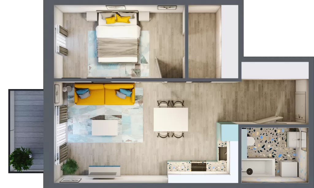 2 pokoje, mieszkanie 50,34 m², piętro 2, oferta nr 2.B19, Panorama 3 Stawy, Katowice, Osiedle Paderewskiego-Muchowiec, Dolina Trzech Stawów, ul. Pułaskiego 23