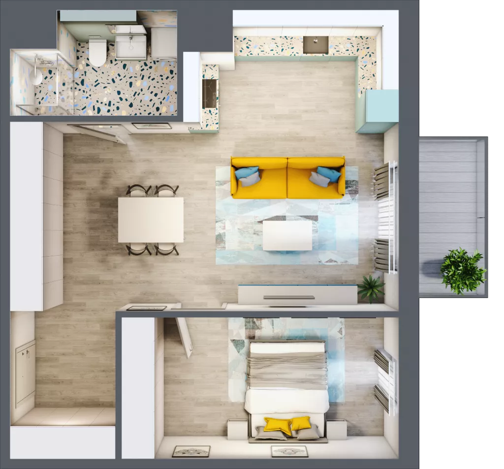 2 pokoje, mieszkanie 56,44 m², piętro 4, oferta nr 4.A20, Panorama 3 Stawy, Katowice, Osiedle Paderewskiego-Muchowiec, Dolina Trzech Stawów, ul. Pułaskiego 23