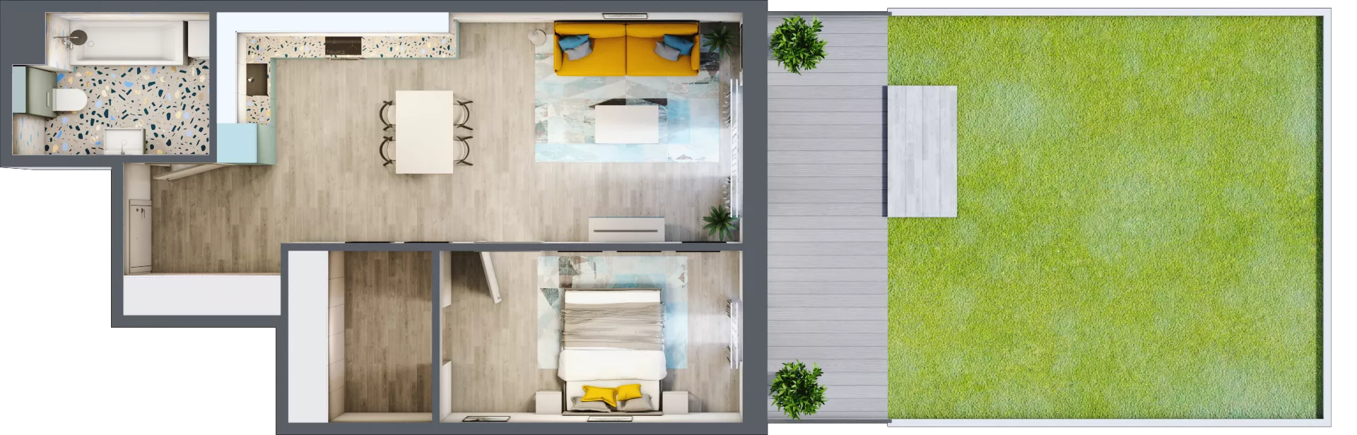 2 pokoje, mieszkanie 55,97 m², piętro 1, oferta nr 1.B10, Panorama 3 Stawy, Katowice, Osiedle Paderewskiego-Muchowiec, Dolina Trzech Stawów, ul. Pułaskiego 23