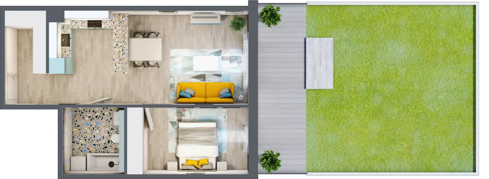 2 pokoje, mieszkanie 51,71 m², piętro 1, oferta nr 1.B1, Panorama 3 Stawy, Katowice, Osiedle Paderewskiego-Muchowiec, Dolina Trzech Stawów, ul. Pułaskiego 23