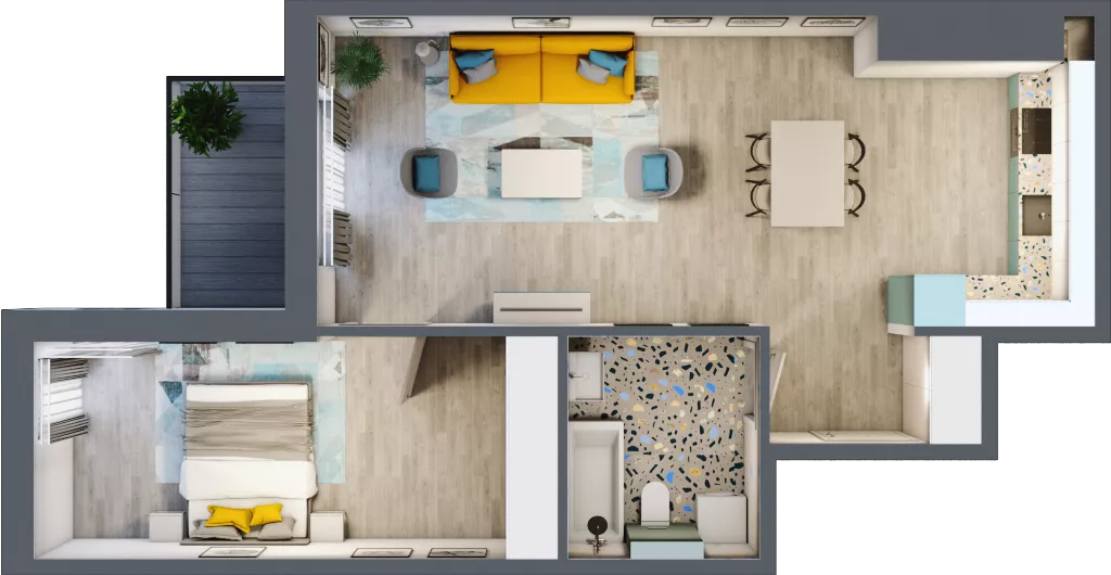 2 pokoje, mieszkanie 56,20 m², piętro 4, oferta nr 4.B40, Panorama 3 Stawy, Katowice, Osiedle Paderewskiego-Muchowiec, Dolina Trzech Stawów, ul. Pułaskiego 23