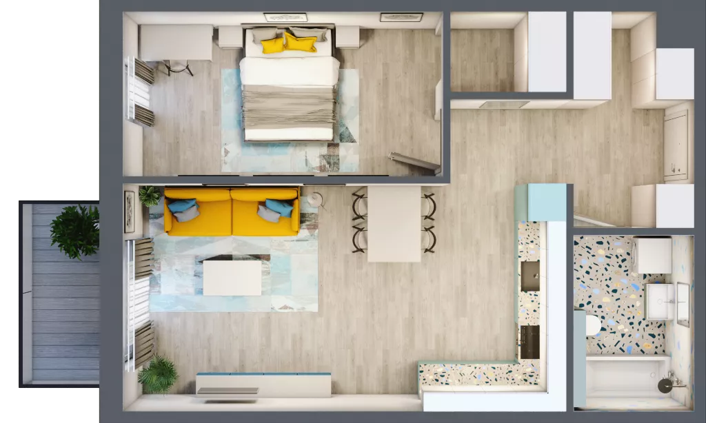 2 pokoje, mieszkanie 55,23 m², piętro 5, oferta nr 5.B52, Panorama 3 Stawy, Katowice, Osiedle Paderewskiego-Muchowiec, Dolina Trzech Stawów, ul. Pułaskiego 23