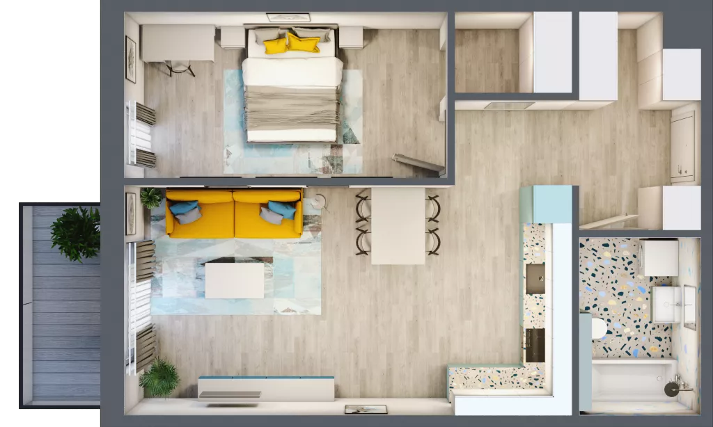 2 pokoje, mieszkanie 55,08 m², piętro 3, oferta nr 3.B30, Panorama 3 Stawy, Katowice, Osiedle Paderewskiego-Muchowiec, Dolina Trzech Stawów, ul. Pułaskiego 23