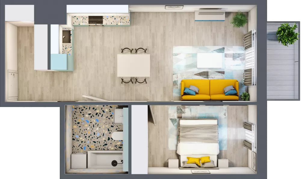 2 pokoje, mieszkanie 51,27 m², piętro 3, oferta nr 3.B23, Panorama 3 Stawy, Katowice, Osiedle Paderewskiego-Muchowiec, Dolina Trzech Stawów, ul. Pułaskiego 23