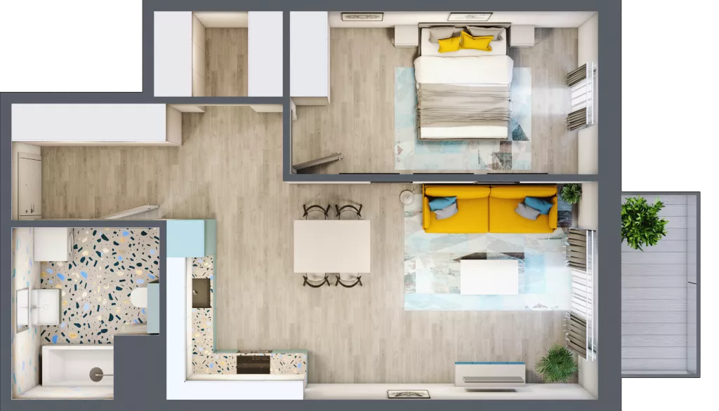 2 pokoje, mieszkanie 52,76 m², piętro 3, oferta nr 3.A15, Panorama 3 Stawy, Katowice, Osiedle Paderewskiego-Muchowiec, Dolina Trzech Stawów, ul. Pułaskiego 23
