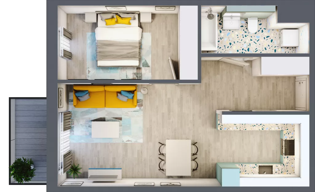 2 pokoje, mieszkanie 49,37 m², piętro 4, oferta nr 4.B39, Panorama 3 Stawy, Katowice, Osiedle Paderewskiego-Muchowiec, Dolina Trzech Stawów, ul. Pułaskiego 23
