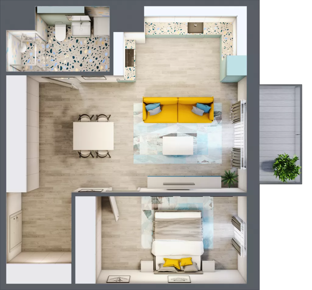 2 pokoje, mieszkanie 56,61 m², piętro 5, oferta nr 5.A26, Panorama 3 Stawy, Katowice, Osiedle Paderewskiego-Muchowiec, Dolina Trzech Stawów, ul. Pułaskiego 23