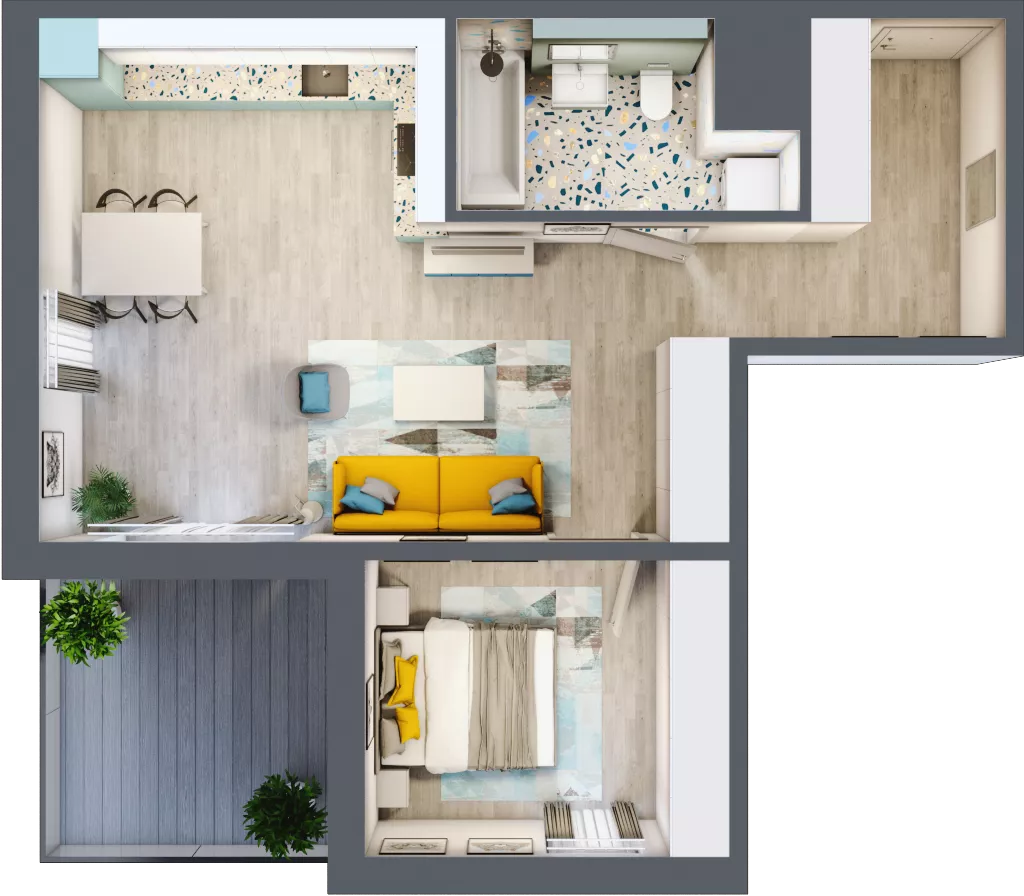 2 pokoje, mieszkanie 55,30 m², piętro 8, oferta nr 8.B77, Panorama 3 Stawy, Katowice, Osiedle Paderewskiego-Muchowiec, Dolina Trzech Stawów, ul. Pułaskiego 23