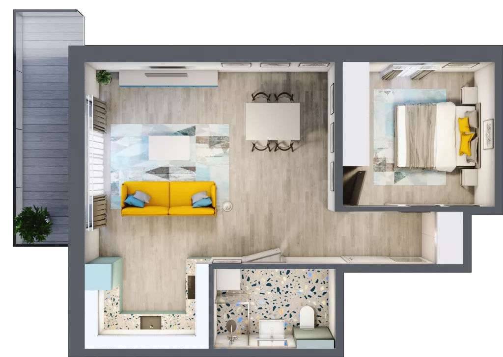 2 pokoje, mieszkanie 50,99 m², piętro 2, oferta nr 2.A12, Panorama 3 Stawy, Katowice, Osiedle Paderewskiego-Muchowiec, Dolina Trzech Stawów, ul. Pułaskiego 23