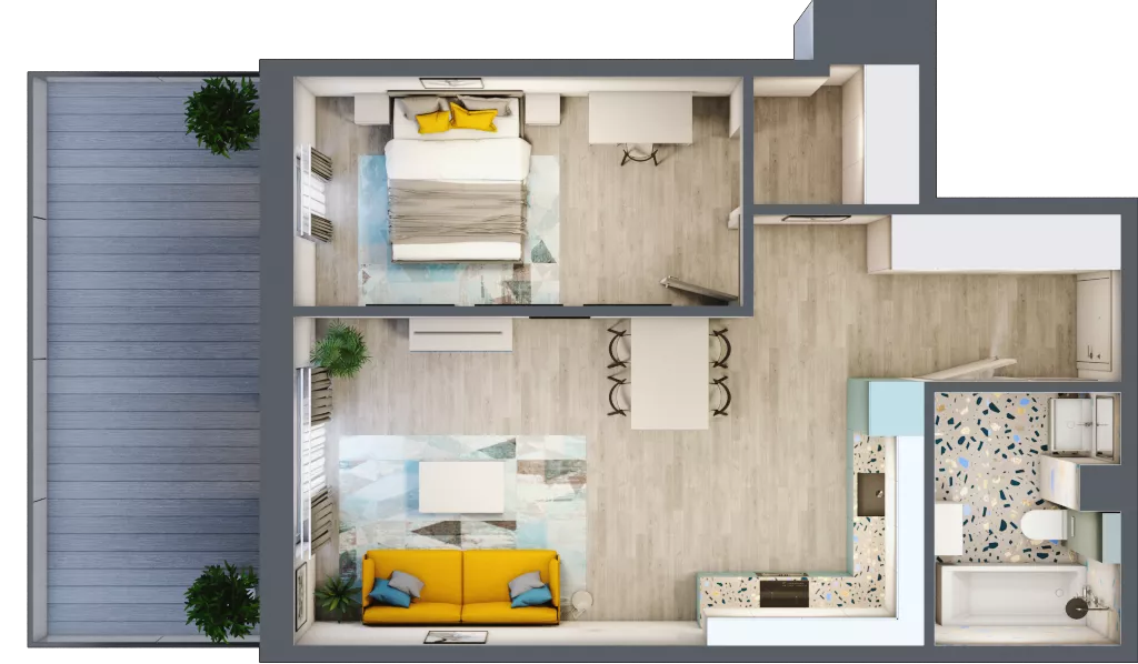 2 pokoje, mieszkanie 51,13 m², piętro 1, oferta nr 1.A5, Panorama 3 Stawy, Katowice, Osiedle Paderewskiego-Muchowiec, Dolina Trzech Stawów, ul. Pułaskiego 23