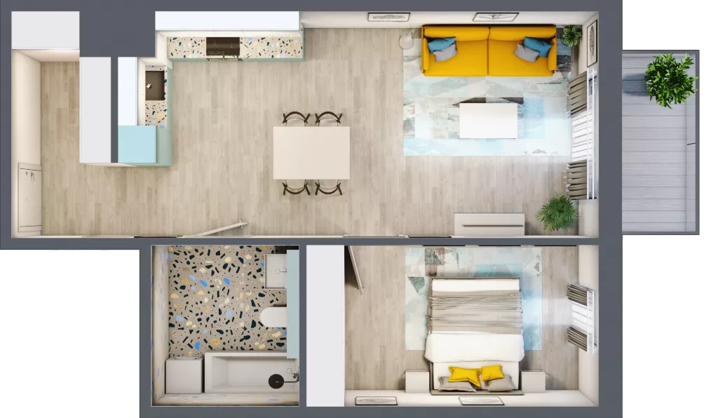 2 pokoje, mieszkanie 51,11 m², piętro 2, oferta nr 2.B12, Panorama 3 Stawy, Katowice, Osiedle Paderewskiego-Muchowiec, Dolina Trzech Stawów, ul. Pułaskiego 23