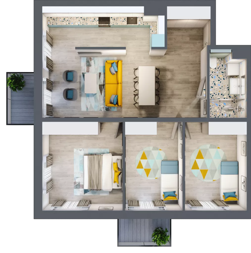 4 pokoje, mieszkanie 84,53 m², piętro 2, oferta nr E.2.1, Osiedle Nowa Dąbrowa, Dąbrowa Górnicza, Gołonóg, ul. Graniczna 14