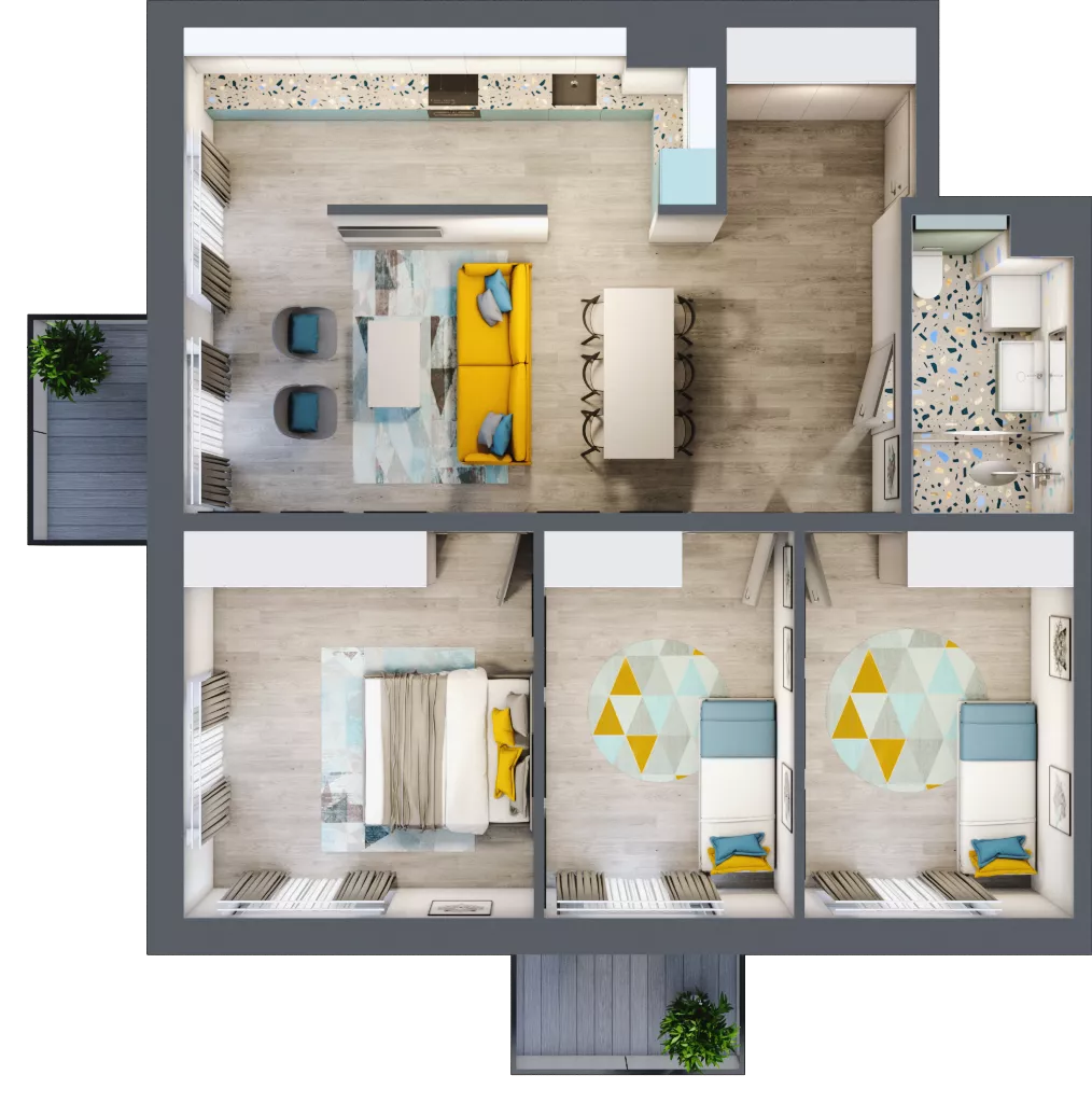 4 pokoje, mieszkanie 84,53 m², piętro 6, oferta nr E.6.1, Osiedle Nowa Dąbrowa, Dąbrowa Górnicza, Gołonóg, ul. Graniczna 14