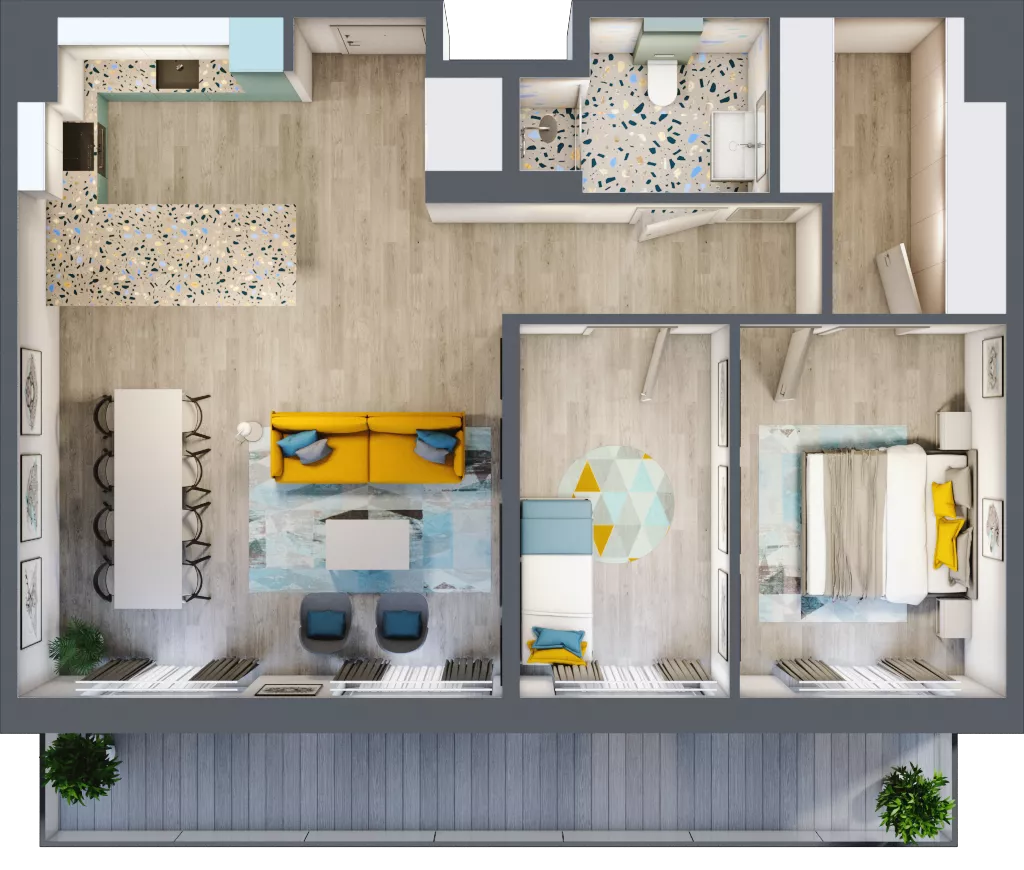 3 pokoje, mieszkanie 77,86 m², piętro 7, oferta nr E.7.2, Osiedle Nowa Dąbrowa, Dąbrowa Górnicza, Gołonóg, ul. Graniczna 14