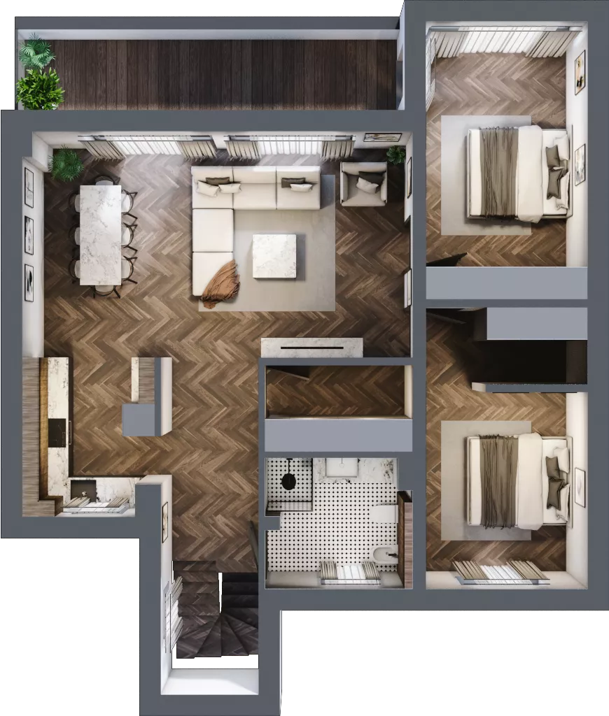 5 pokoi, mieszkanie 136,45 m², piętro 1, oferta nr LM2b, Letnia Przystań, Dąbrowa Górnicza, Marianki, ul. Letnia