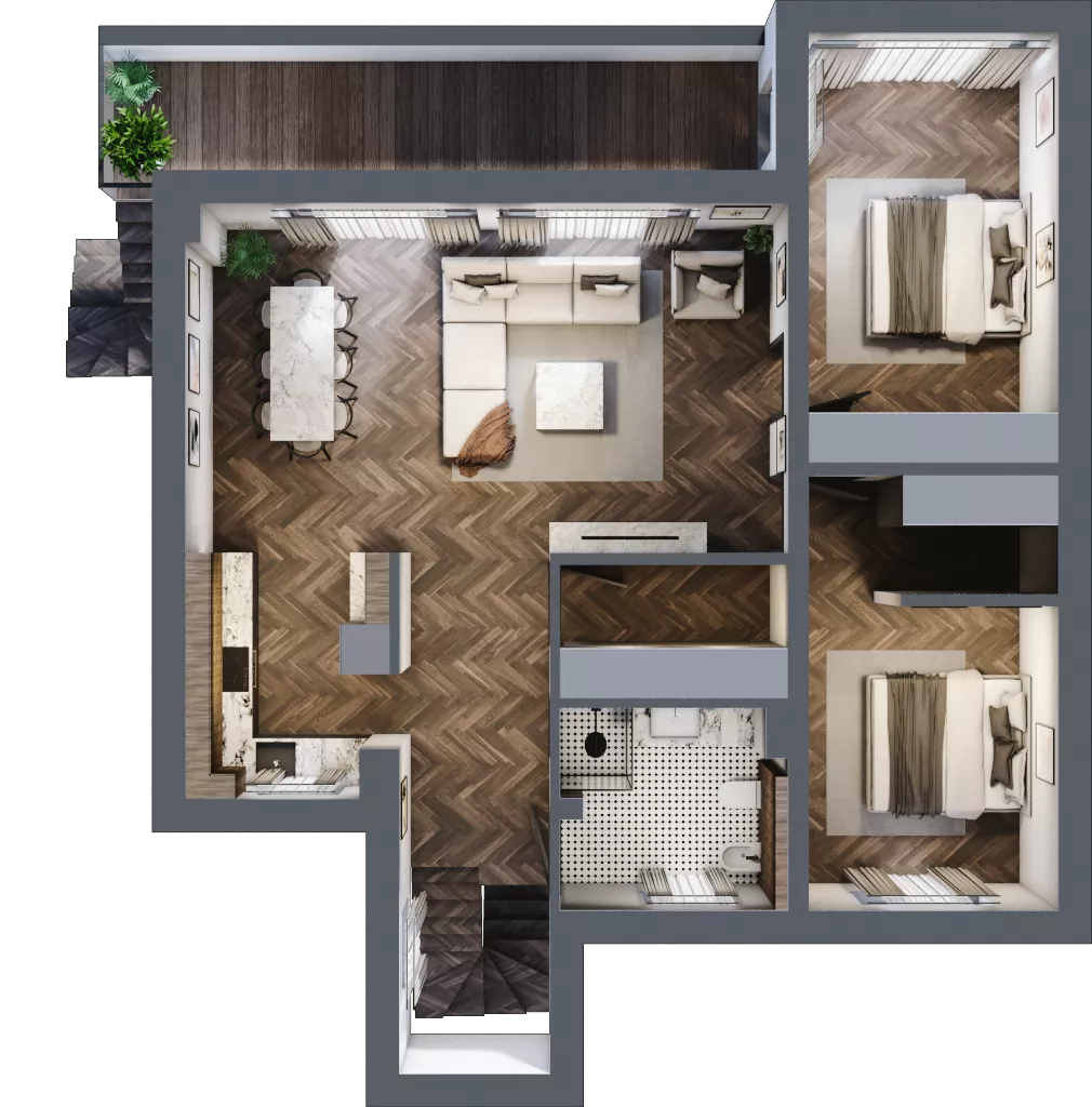 5 pokoi, mieszkanie 136,45 m², piętro 1, oferta nr LM1b, Letnia Przystań, Dąbrowa Górnicza, Marianki, ul. Letnia