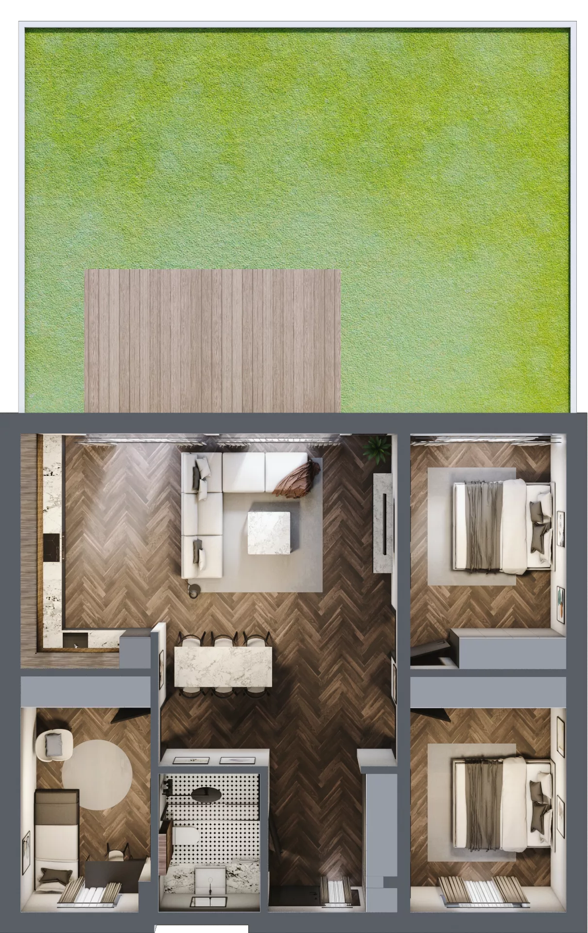 4 pokoje, mieszkanie 90,74 m², parter, oferta nr LM3a, Letnia Przystań, Dąbrowa Górnicza, Marianki, ul. Letnia