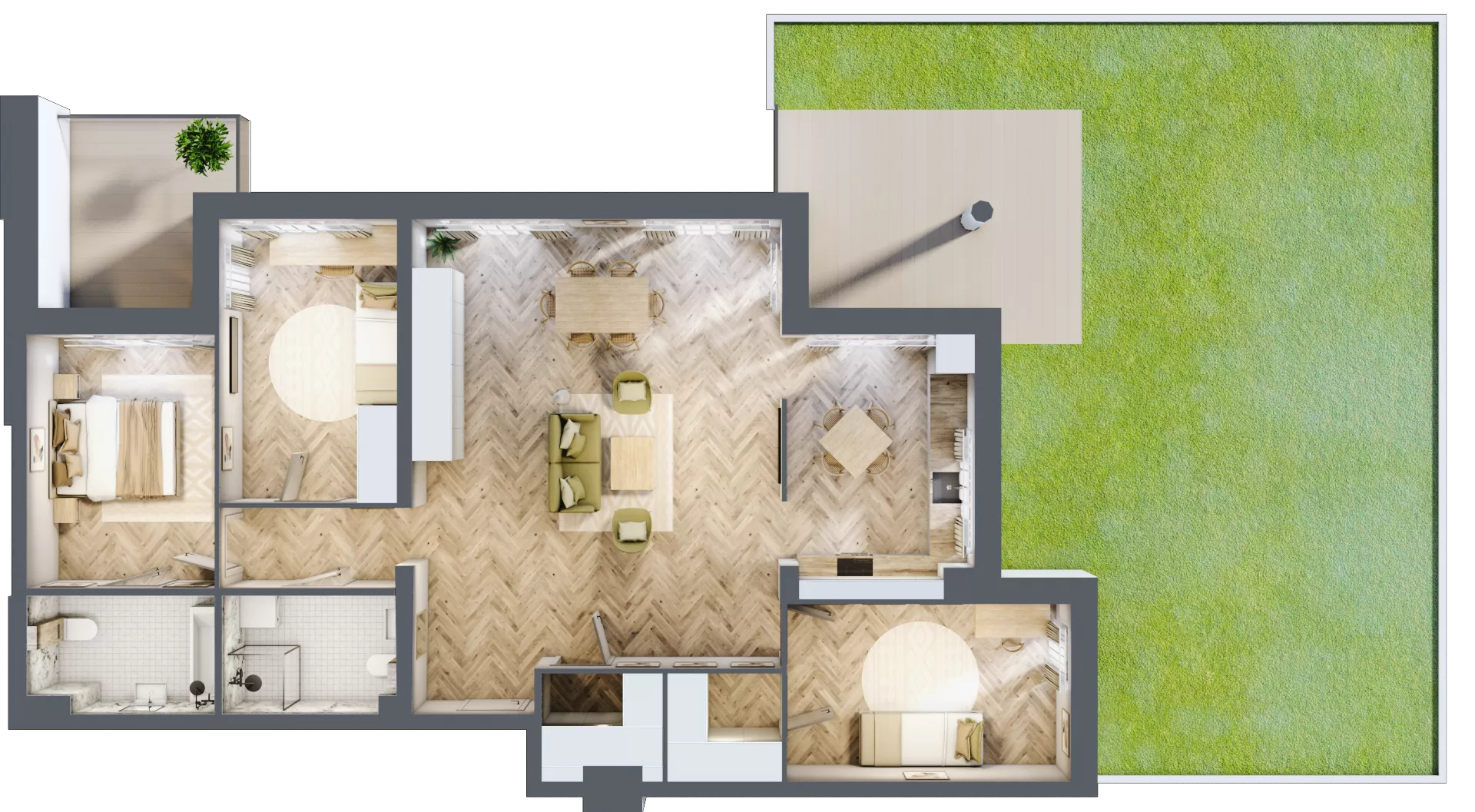 4 pokoje, apartament 107,35 m², parter, oferta nr M1, Apartamenty Przystań, Olecko, ul. Kościuszki