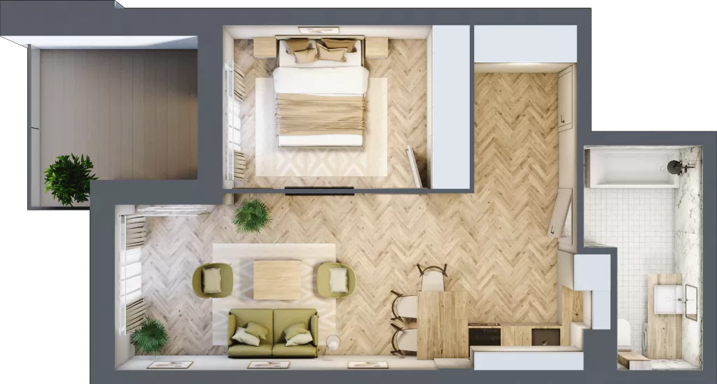 2 pokoje, apartament 44,71 m², parter, oferta nr M5, Apartamenty Przystań, Olecko, ul. Kościuszki