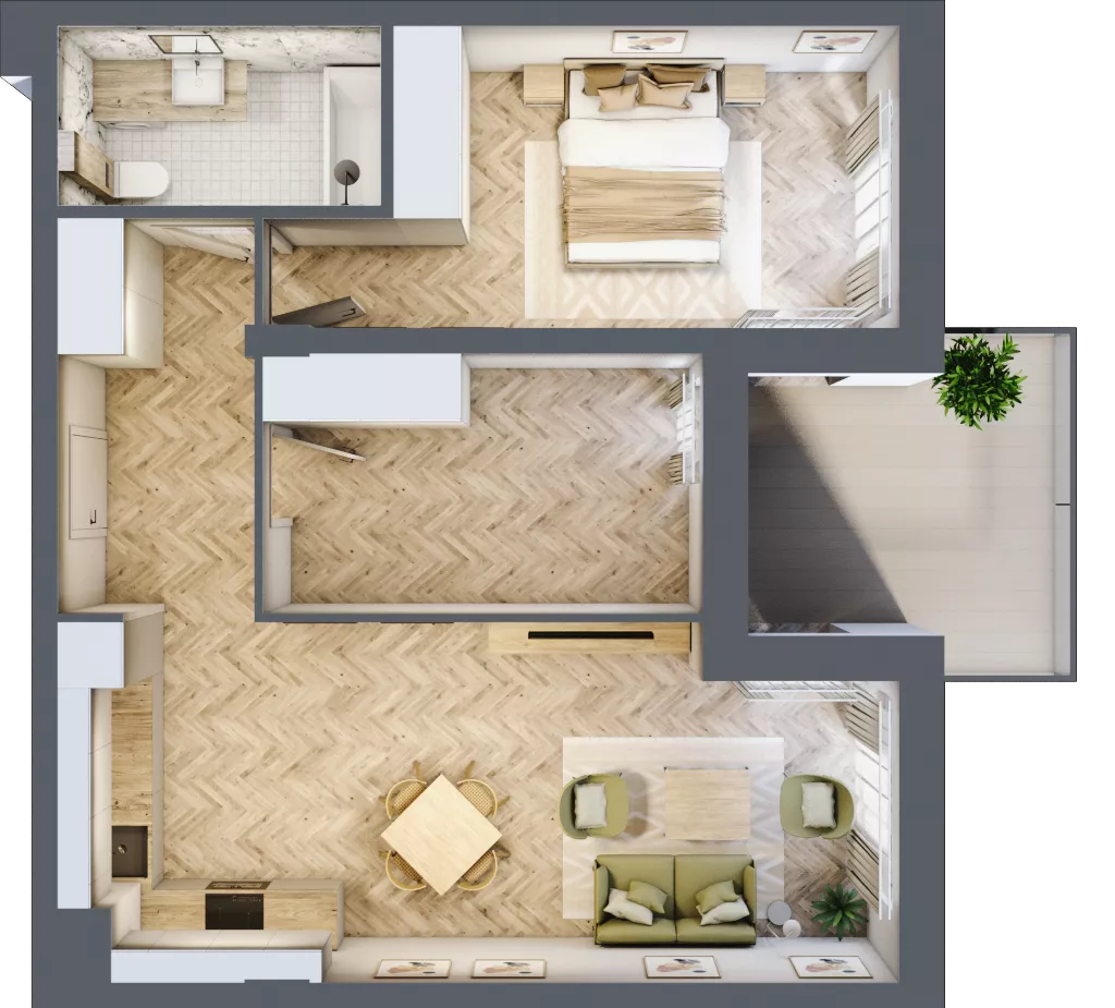 3 pokoje, apartament 58,44 m², piętro 1, oferta nr M10, Apartamenty Przystań, Olecko, ul. Kościuszki