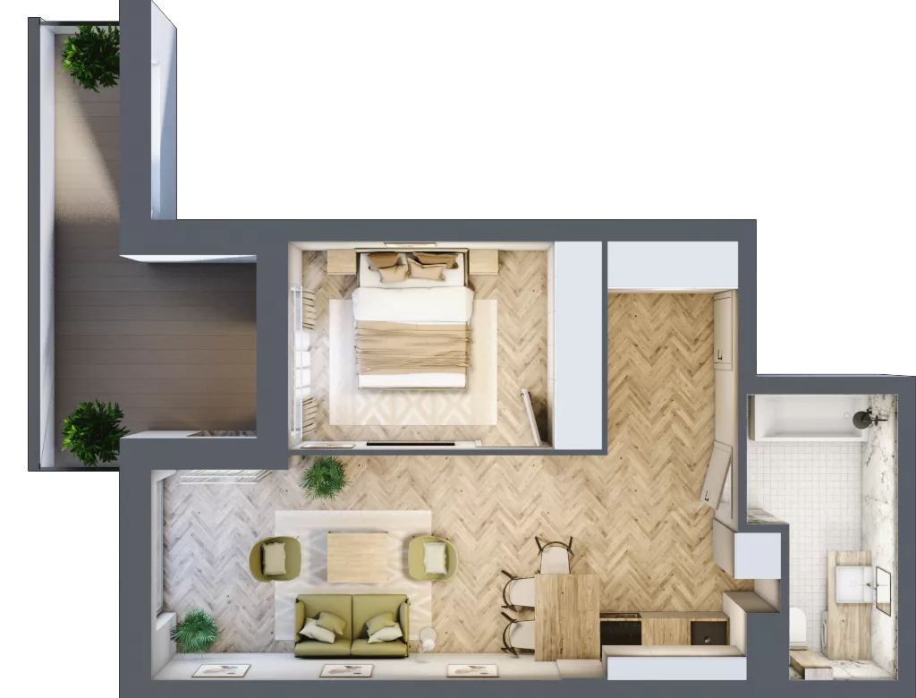 2 pokoje, apartament 44,62 m², piętro 1, oferta nr M11, Apartamenty Przystań, Olecko, ul. Kościuszki