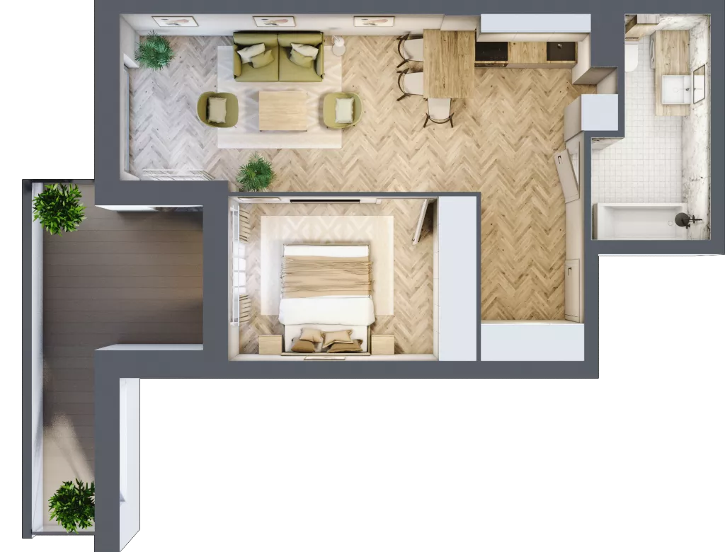 2 pokoje, apartament 44,62 m², piętro 1, oferta nr M28, Apartamenty Przystań, Olecko, ul. Kościuszki