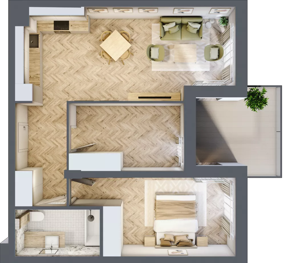 3 pokoje, apartament 58,10 m², piętro 1, oferta nr M29, Apartamenty Przystań, Olecko, ul. Kościuszki